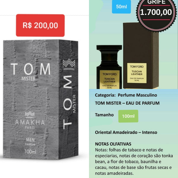 Perfume Tom Mister -  100ml  (tom Ford Tobacco Vanil)